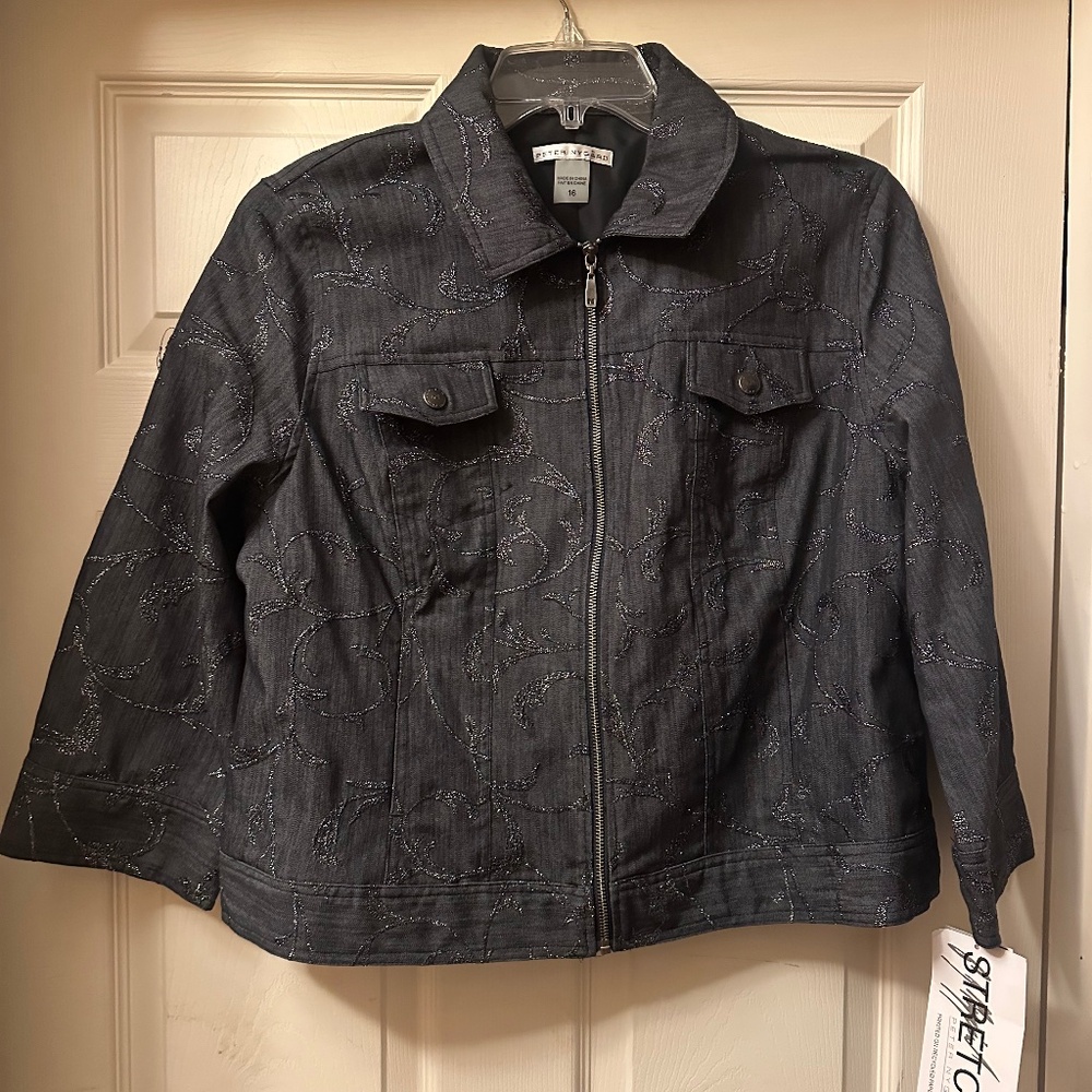 NWT || Peter Nygard || Size 16 || Dark Gray w/ Shimmer Pattern Jacket